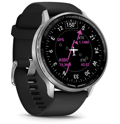 Image 12 of Garmin D2 Air X15 Aviator Smartwatch – Silver with Black Silicone Band