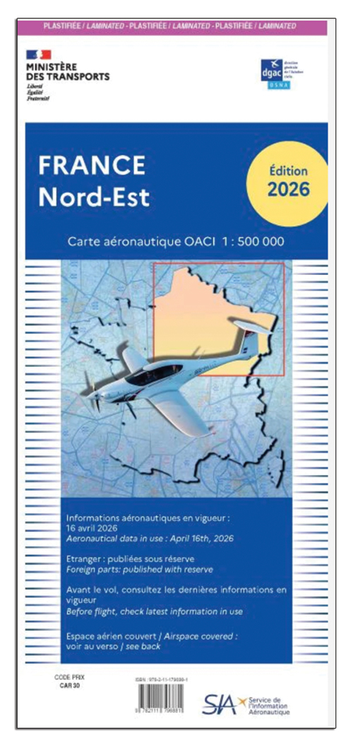 Image 1 of 2026 France ICAO Charts - Laminated or Paper 1:500,000