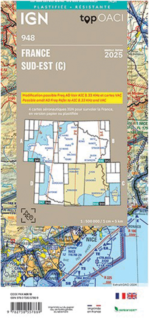 Image 6 of 2025 France ICAO Charts - Laminated or Paper 1:500,000