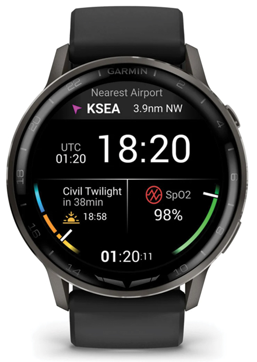 Image 0 of Garmin D2 Air X15 Aviator Smartwatch – Slate with Black Silicone Band