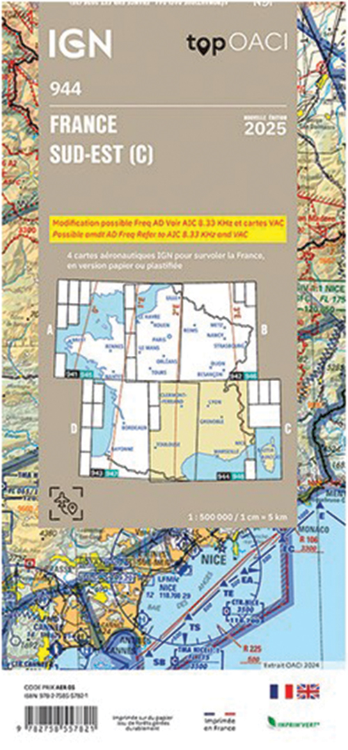 Image 5 of 2025 France ICAO Charts - Laminated or Paper 1:500,000