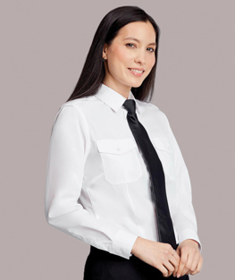 Ladies White Uniform Heritage Pilot Blouses - Long Sleeve