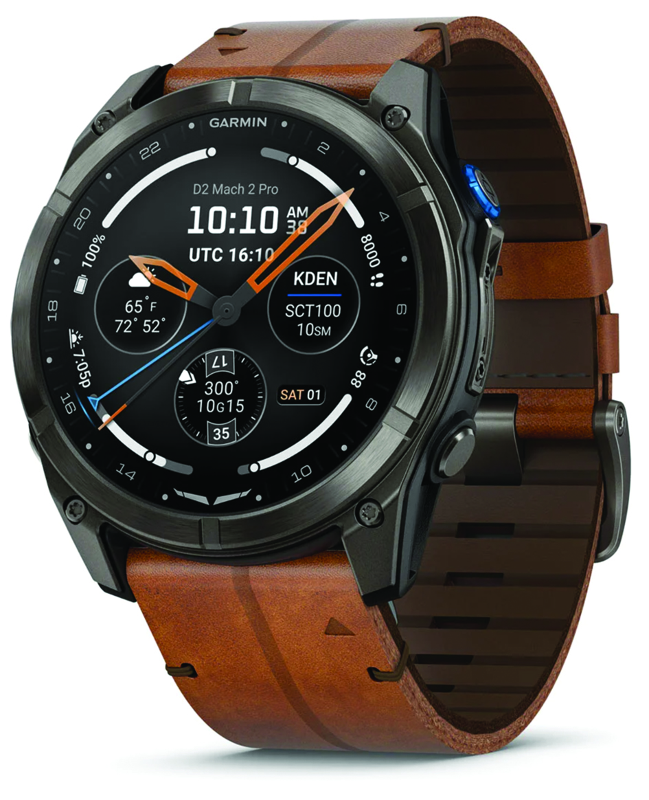 Image 0 of Garmin D2 Mach 2 Pro Aviation Smartwatch with Chestnut Leather Wristband