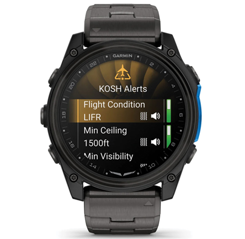 Image 5 of Garmin D2 Mach 2 Aviator Smartwatch 51mm Carbon Gray DLC Titanium with Vented Titanium Bracelet