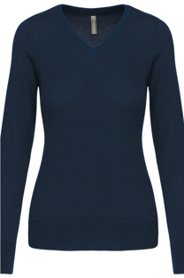 Ladies Kariban V Neck Navy Jumper