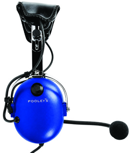 Pooleys Aviation Headset - Passive (blue ear cups) + FREE Headset Bag