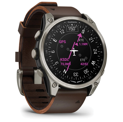 Image 12 of Garmin D2 Mach 2 Aviator Smartwatch 47mm Titanium with Oxford Brown Leather Band