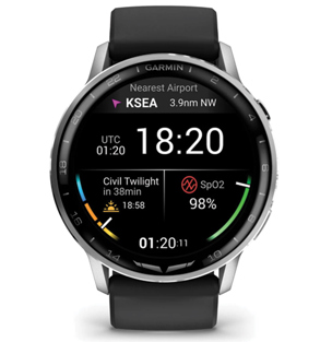 Garmin D2 Air X15 Aviator Smartwatch – Silver with Black Silicone Band