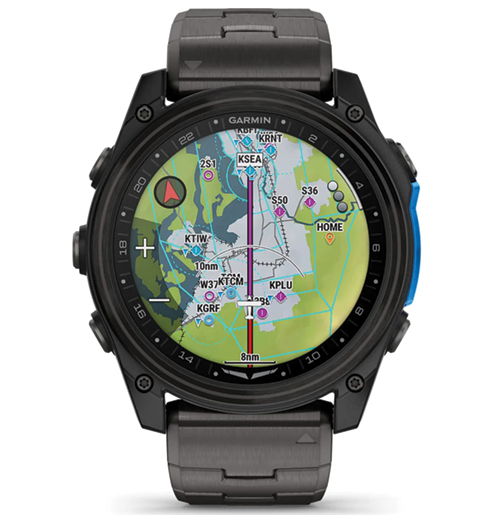 Image 12 of Garmin D2 Mach 2 Aviator Smartwatch 51mm Carbon Gray DLC Titanium with Vented Titanium Bracelet